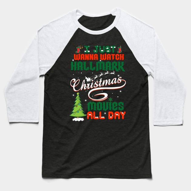 Funny Hallmark Christmas Movie Shirt Xmas Gift - Christmas Movies Baseball T-Shirt by Otis Patrick